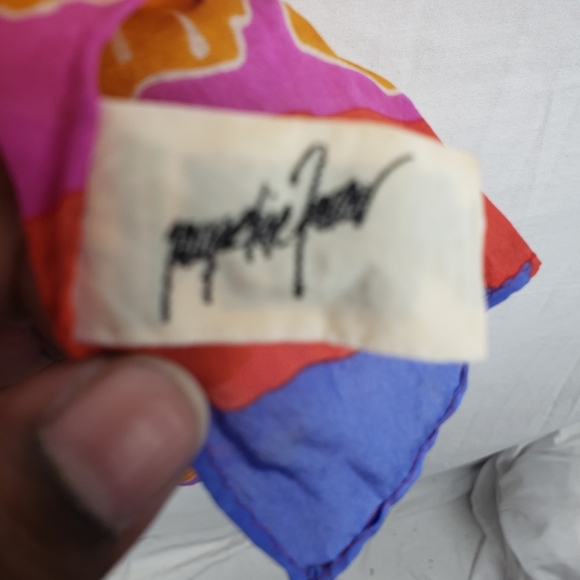 Vibrant Orange Multicolored Floral Silk Scarf - Picture 2 of 5